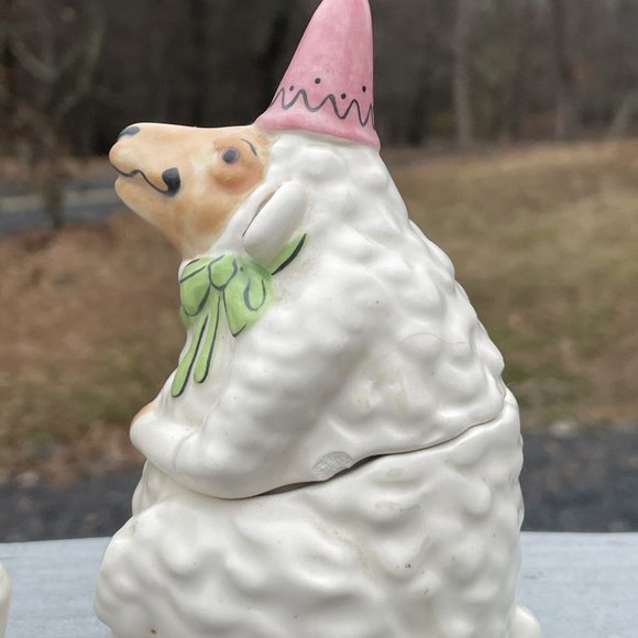 Pair of Vintage Tom Hatton Figural Ceramic Sugar & Creamer Set Sheep Lambs Cute! - Picture 9 of 16